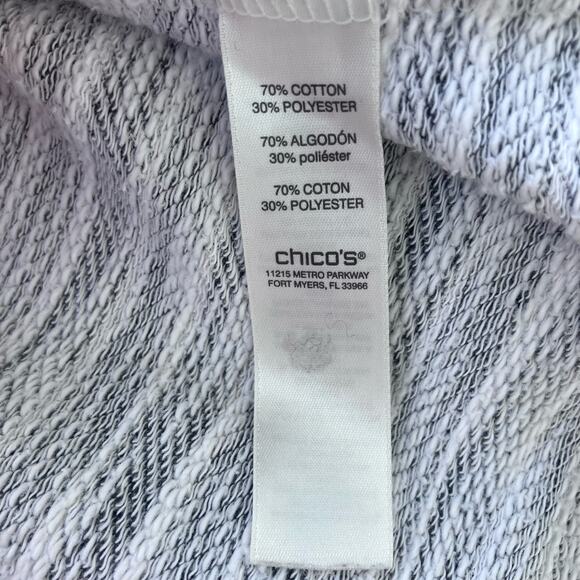 Chico’s Weekend Top Sz 1 Cowl Neck 3/4 Sleeve Sweater Gray Striped Comfort - Picture 7 of 10